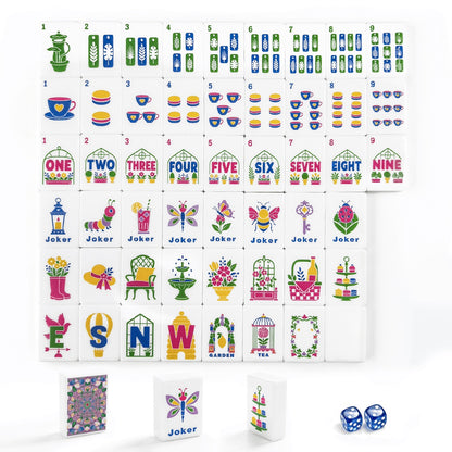Lilac Mahjong Tiles Set (Floral Garden Style) (Single Layer)
