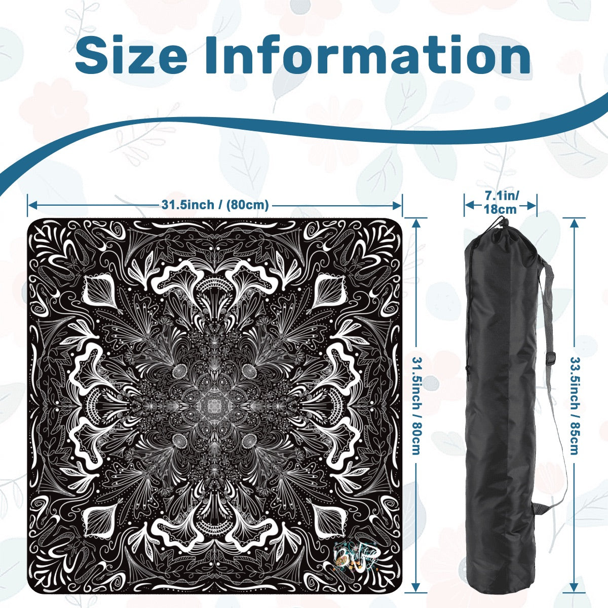 White on Black-Mahjong Mat 31.5"x31.5" (Ship Rolled up)