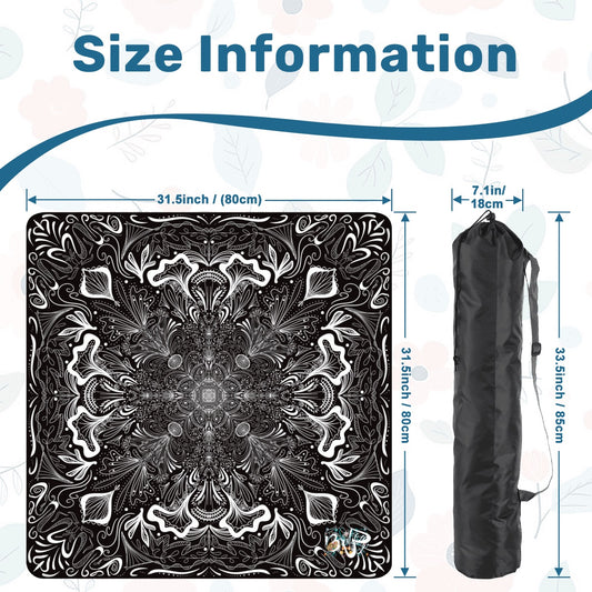 White on Black-Mahjong Mat 31.5"x31.5" (Ship Rolled up)