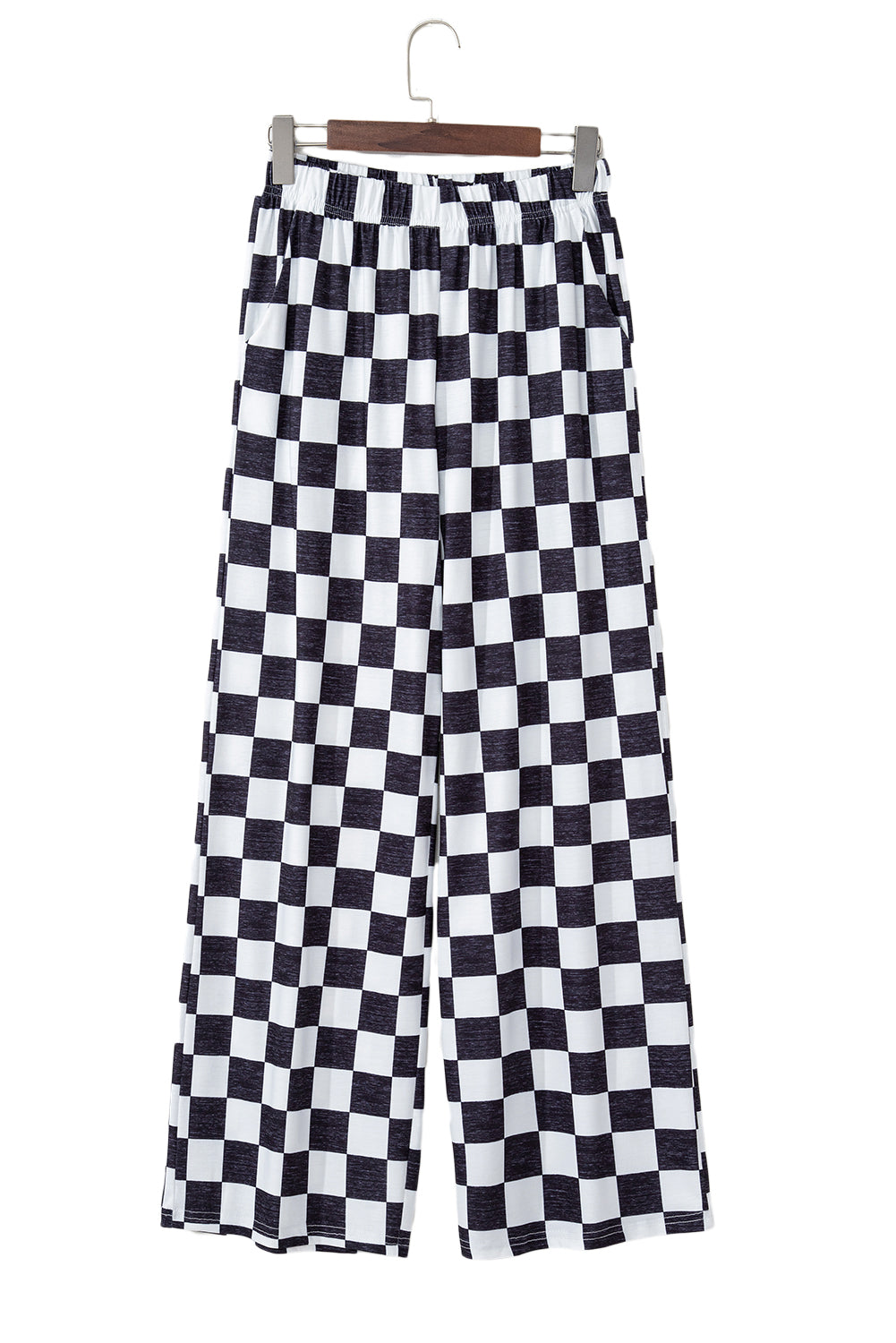 Bonbon Checkered Print High Waist Wide Leg Pants