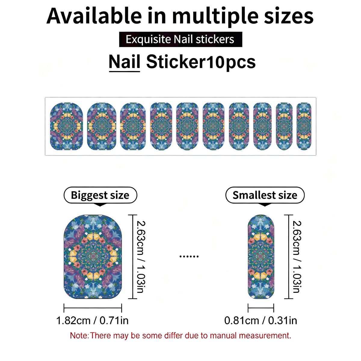 Blue Gardening Nail Stickers 100 Pcs