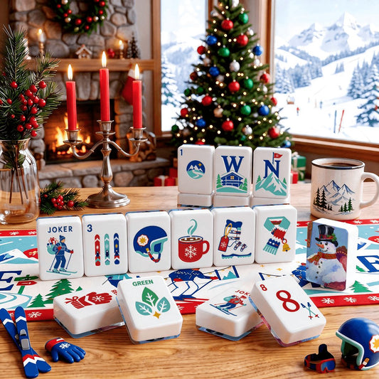 Alpine Slopes Christmas Mahjong Tiles Snowman Portrait
