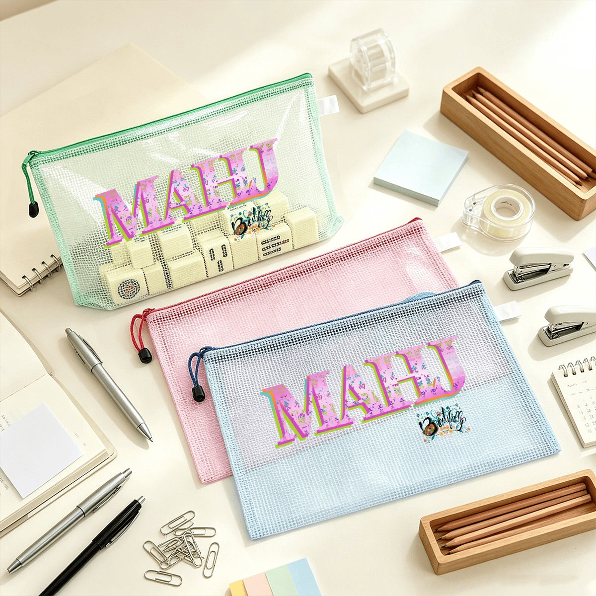 MAHJ by Brewtifully-A4 Mesh Zipper Pouch