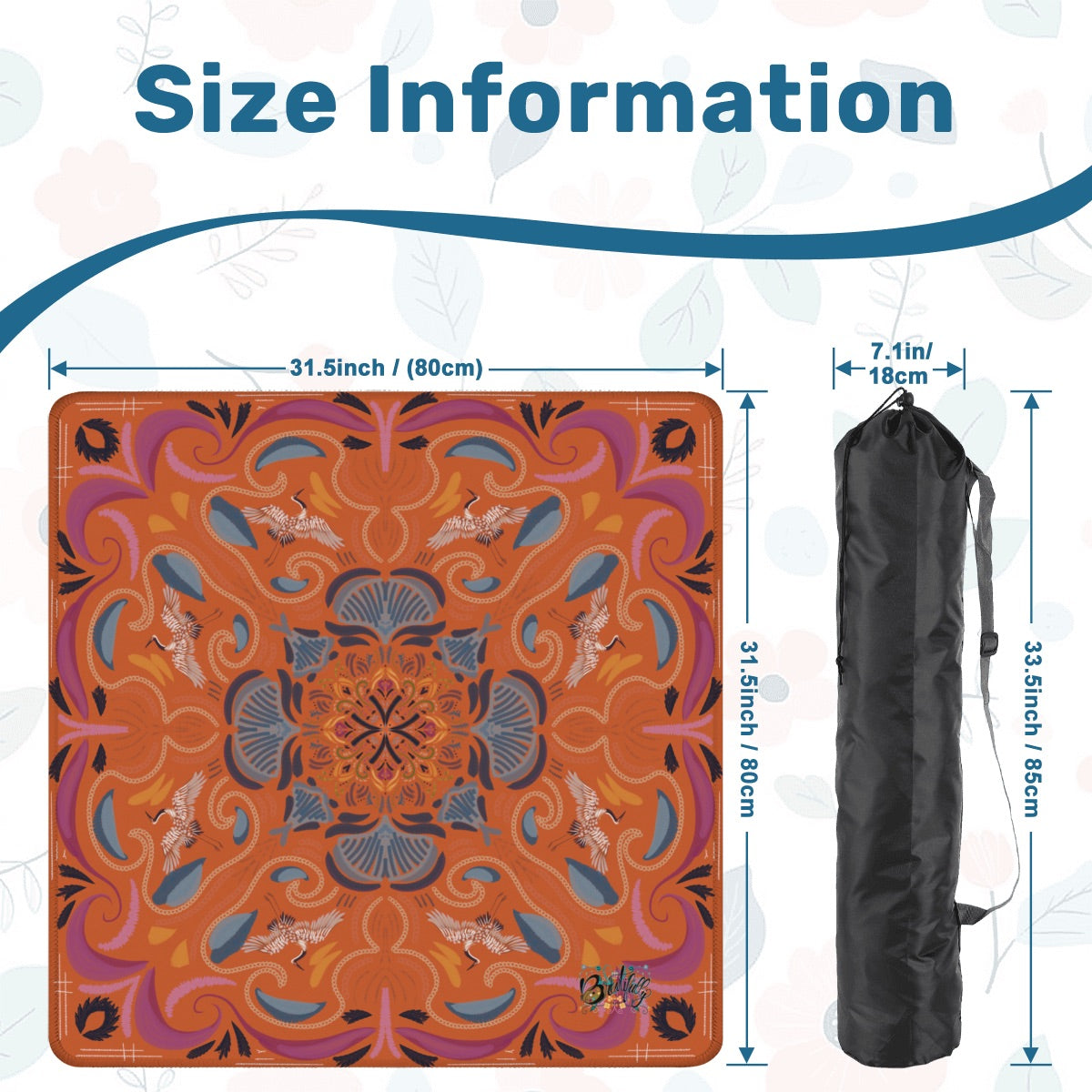 Stitched Herrings on Rust- Mahjong Mat 31.5"x31.5" (Ship Rolled up)