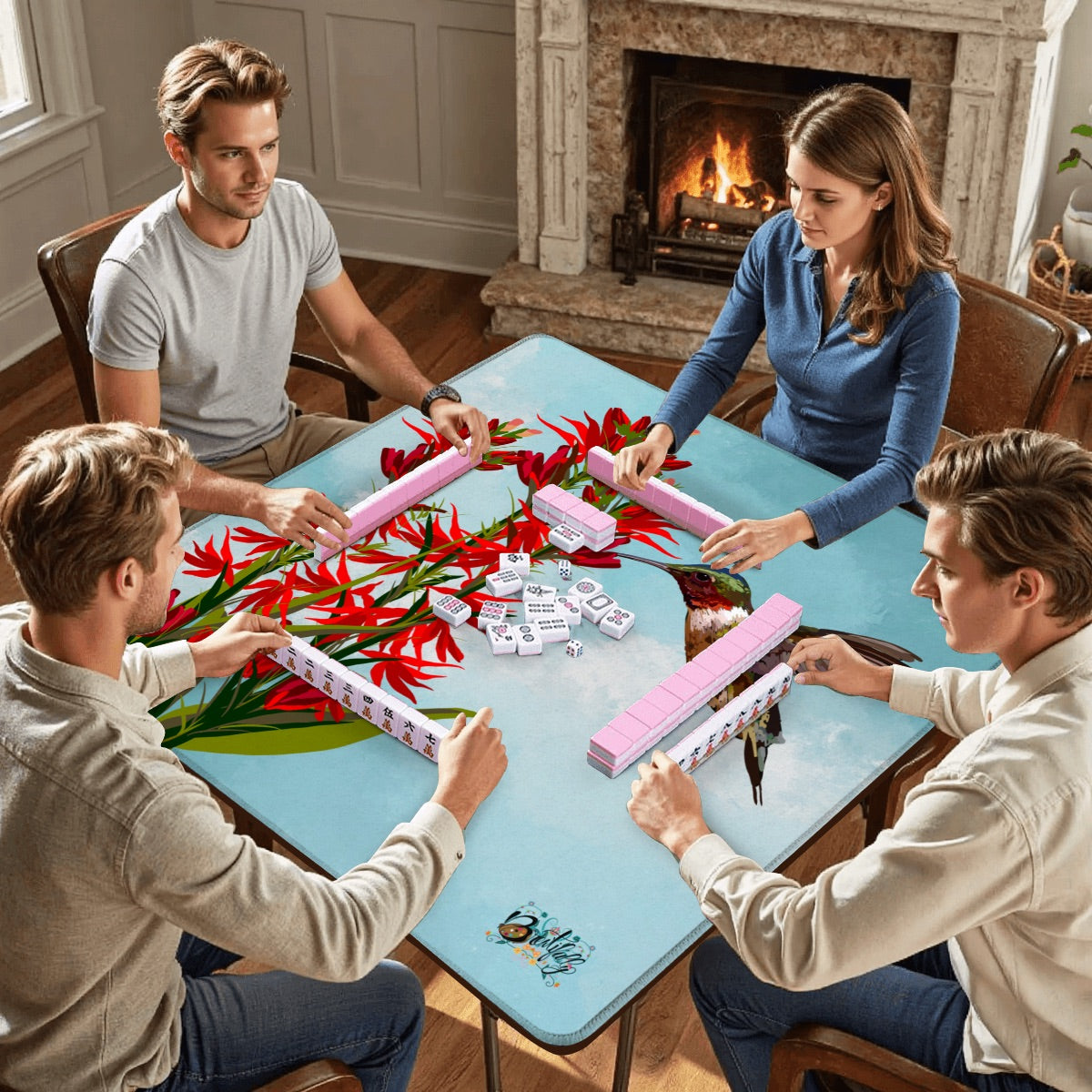 Mahjong Mat 33"x33" (Ship Rolled up) Hummingbird