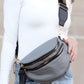 Light Blue Wide Strap Double Zipper Crossbody Bag