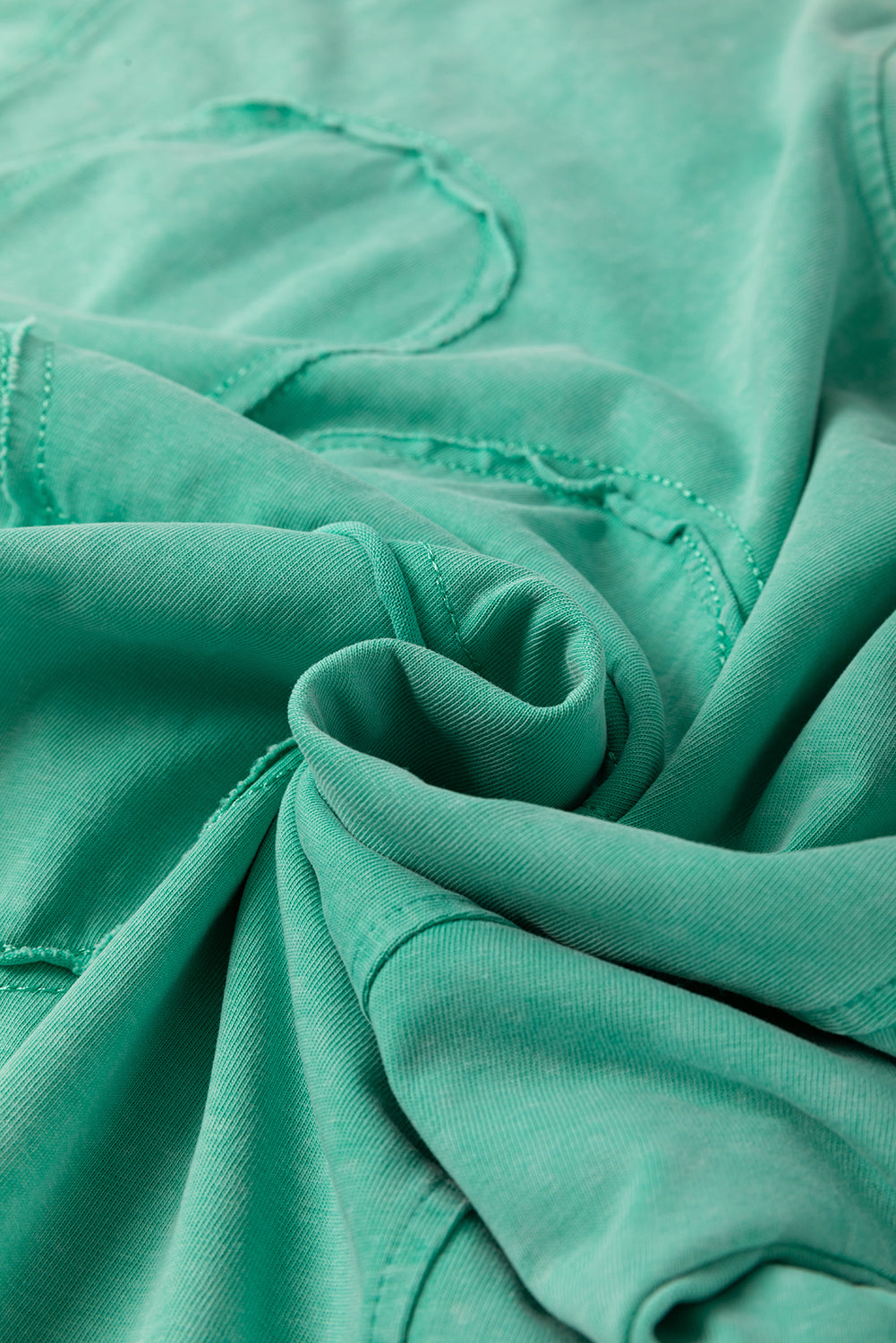 Sky Blue Mineral Wash Flower Patchwork Mini T Shirt Dress