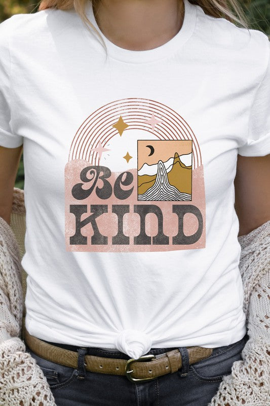 Be Kind Boho Moon Night Desert Scene Graphic Tee