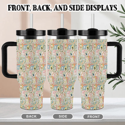 40oz Tumbler with Handle and Straw (Made in USA) - Multiple Designs