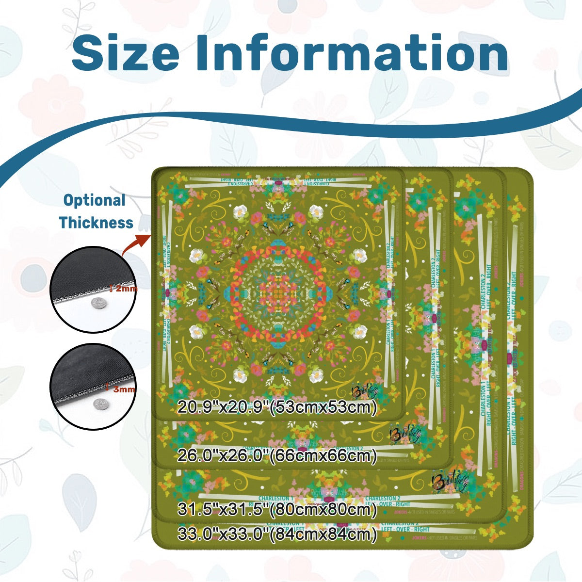 Mahjong Mat (Made in USA) Spring on Green w instructions