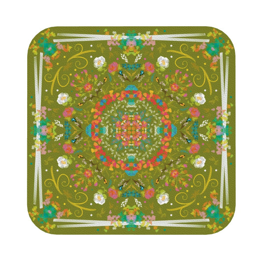 Square Leather Coasters Set of 6