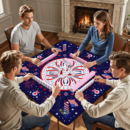 Patriotic with flags Mahjong Mat 31.5"x31.5" (Ship Rolled up)