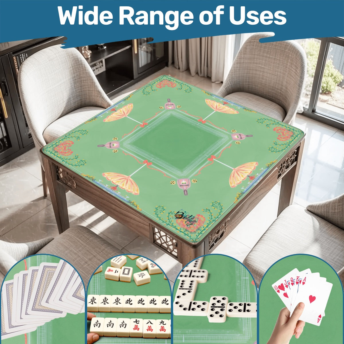 Pastel pickleball Game Mahjong Mat 31.5"x31.5" (Ship Rolled up)