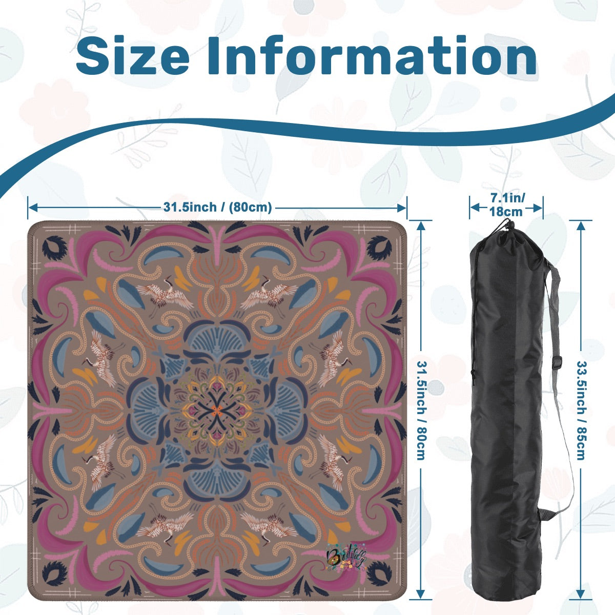 Stitched Herrings on Plum-Mahjong Mat 31.5"x31.5" (Ship Rolled up)