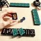 Teal Halloween Skull Diner Halloween Mahjong Tiles layered tiles