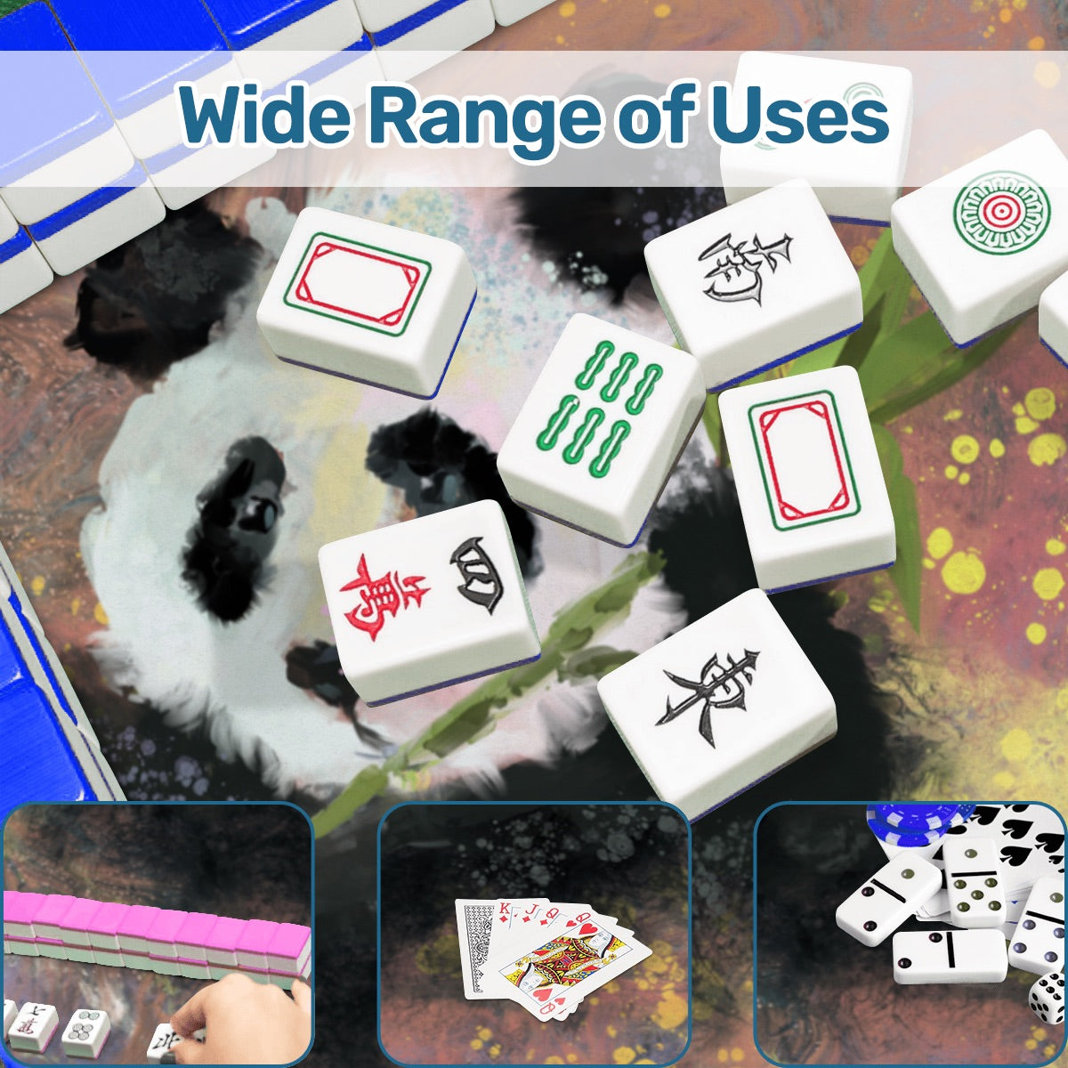 Mahjong Mat (Made in USA) Abstract Bamboo And Panda