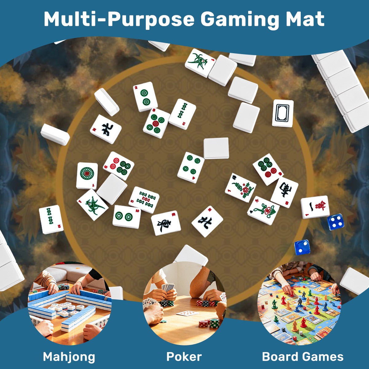 Serenity in Gold Thickened Mahjong Mat SleekSurface (Ship Rolled Up)