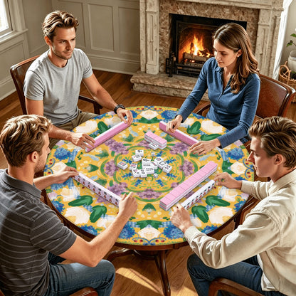 Yellow Secret garden Round Mahjong Mat IMG7972