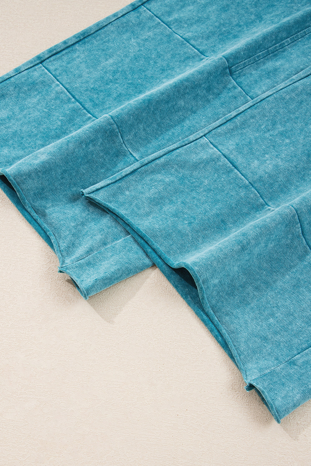 Medium Grey Mineral Wash Knot High Waist Raw Hem Pants