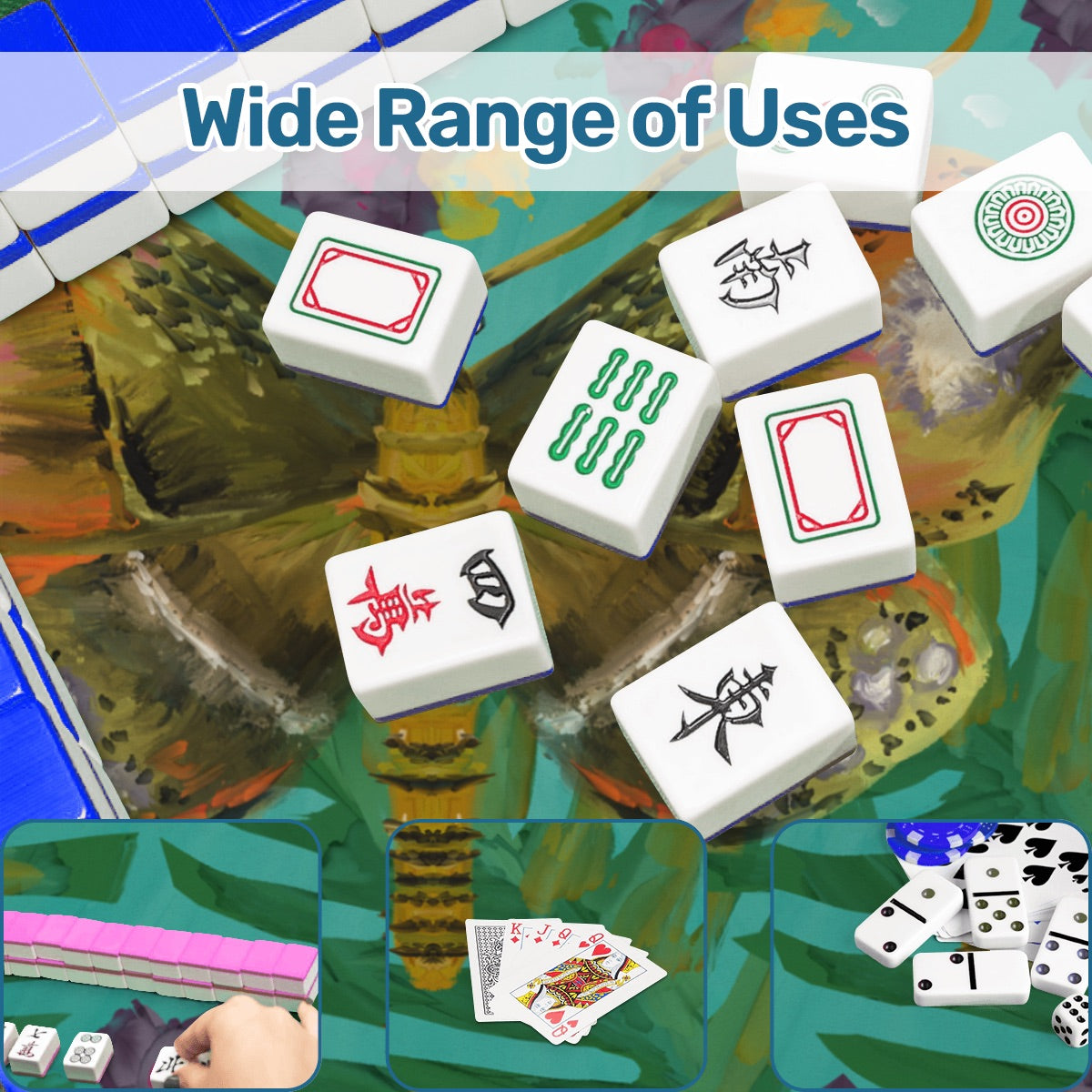 Majestic monstera moth on teal-one way view Mahjong Mat 31.5"x31.5" (Ship Rolled up)