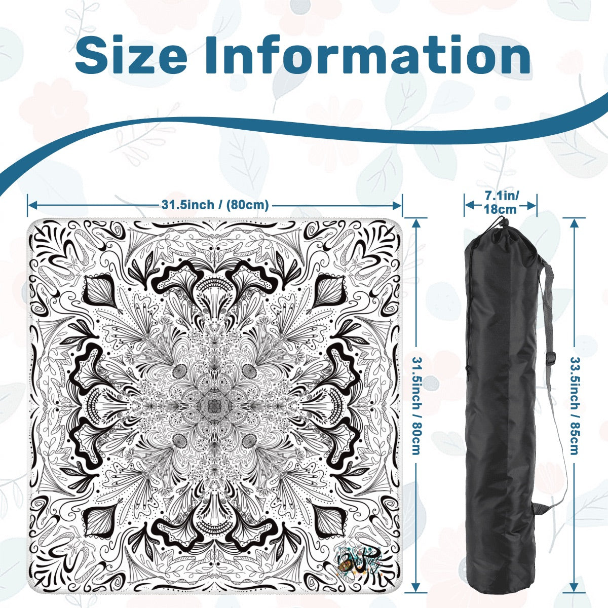 Black in White- Mahjong Mat 31.5"x31.5" (Ship Rolled up)