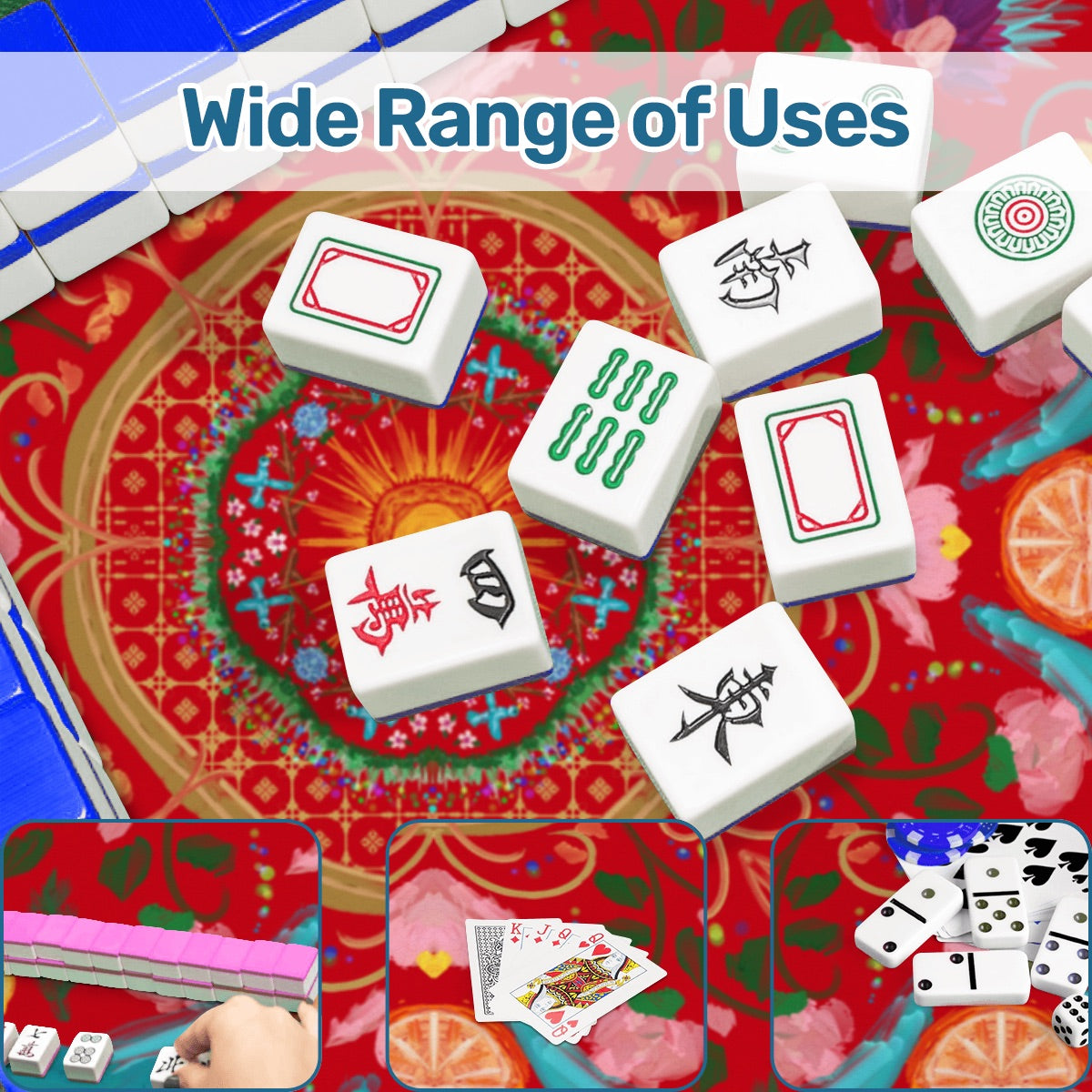2026 Summer Design on Red-Mahjong Mat 31.5"x31.5" (Ship Rolled up)