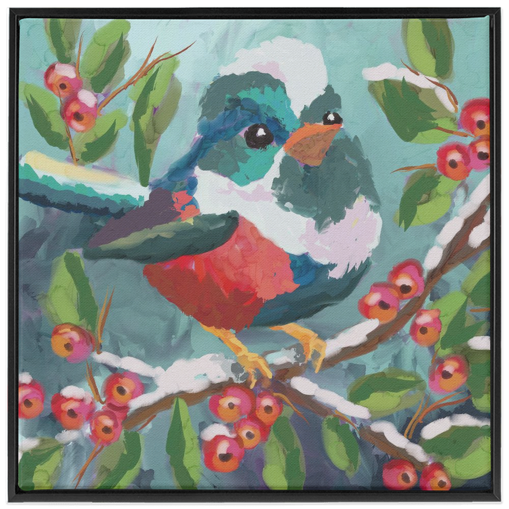 Magical Winter bird Framed Canvas Wraps-powered by Artivive