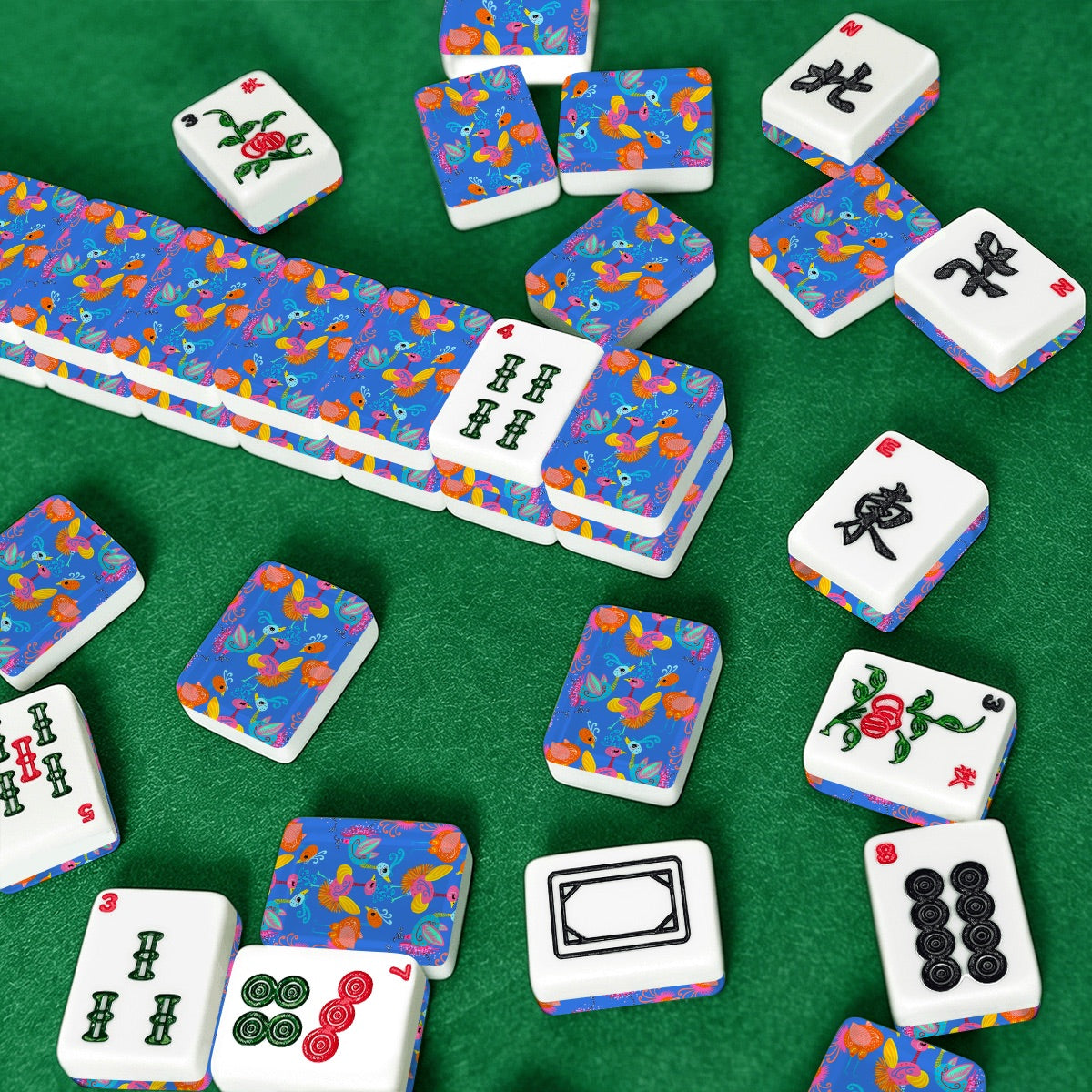 Bam Bird Gathering American Mahjong Tiles