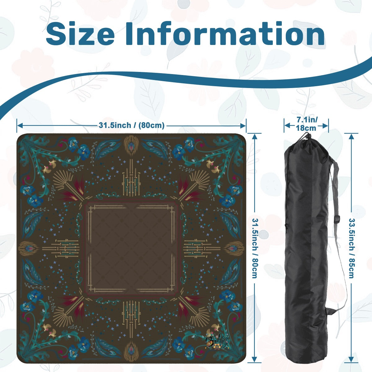 Roaring 20s Brown Mahjong Mat 31.5"x31.5" (Ship Rolled up)