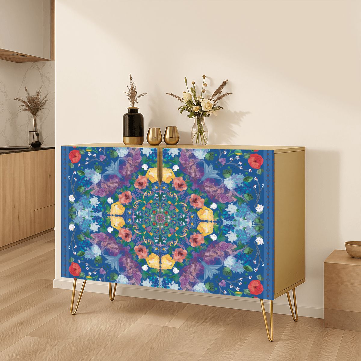 Wooden Storage Cabinet (Made in USA) Summer Blues