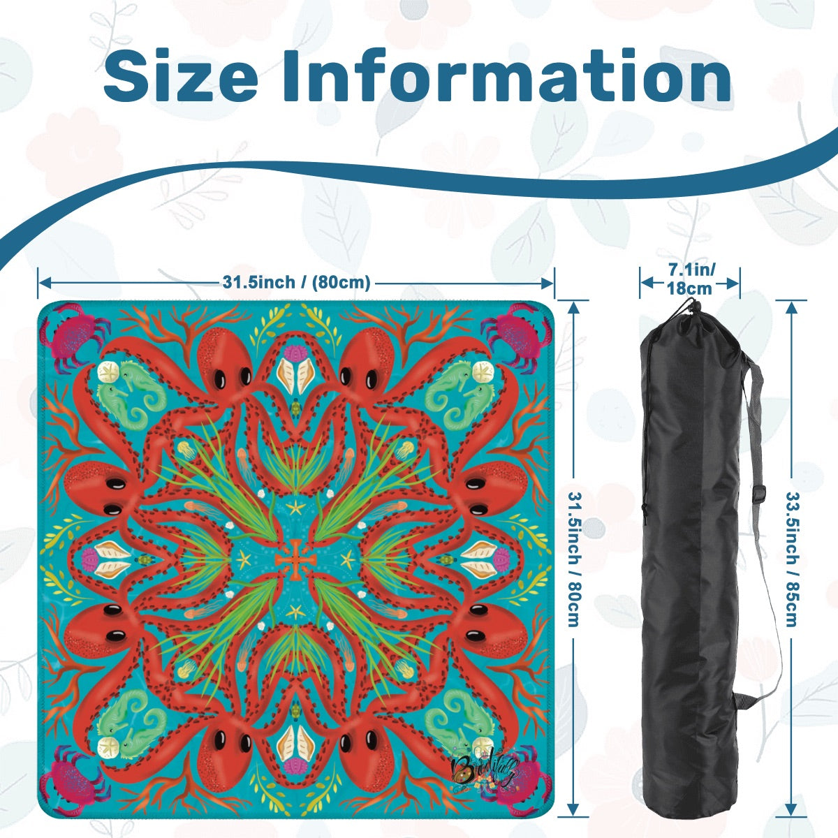 Octopus-Red on Real Mahjong Mat 31.5"x31.5" (Ship Rolled up)