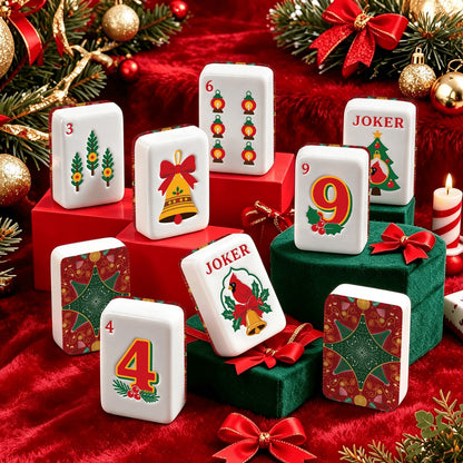 Christmas Cardinal American Mahjong Tiles Traditional Red and Green