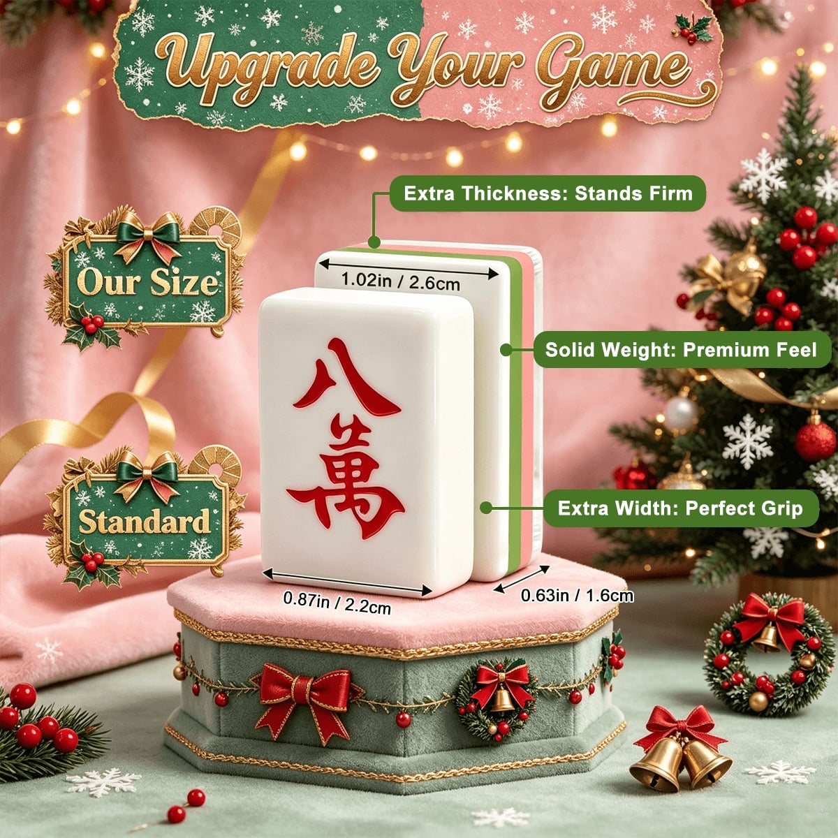 Western Christmas Mahjong Tiles Pink Boots