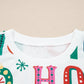 White Plus Size Christmas Ho Ho Ho Print Long Sleeve Top and Shorts Pajama Set
