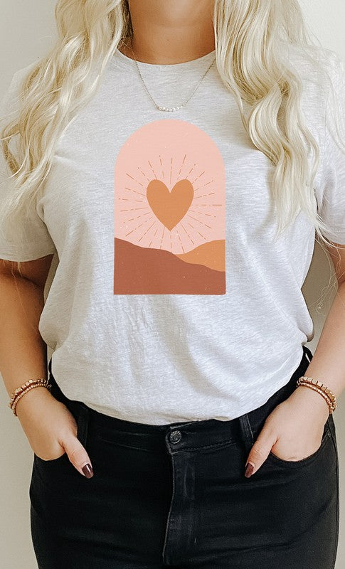 Boho Heart Sunrise Valentine PLUS SIZE Graphic Tee