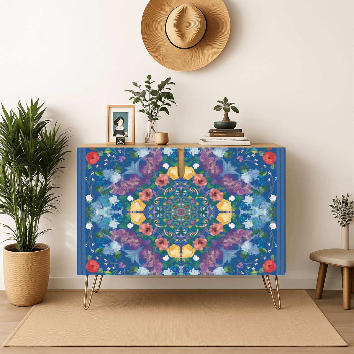 Wooden Storage Cabinet (Made in USA) Summer Blues