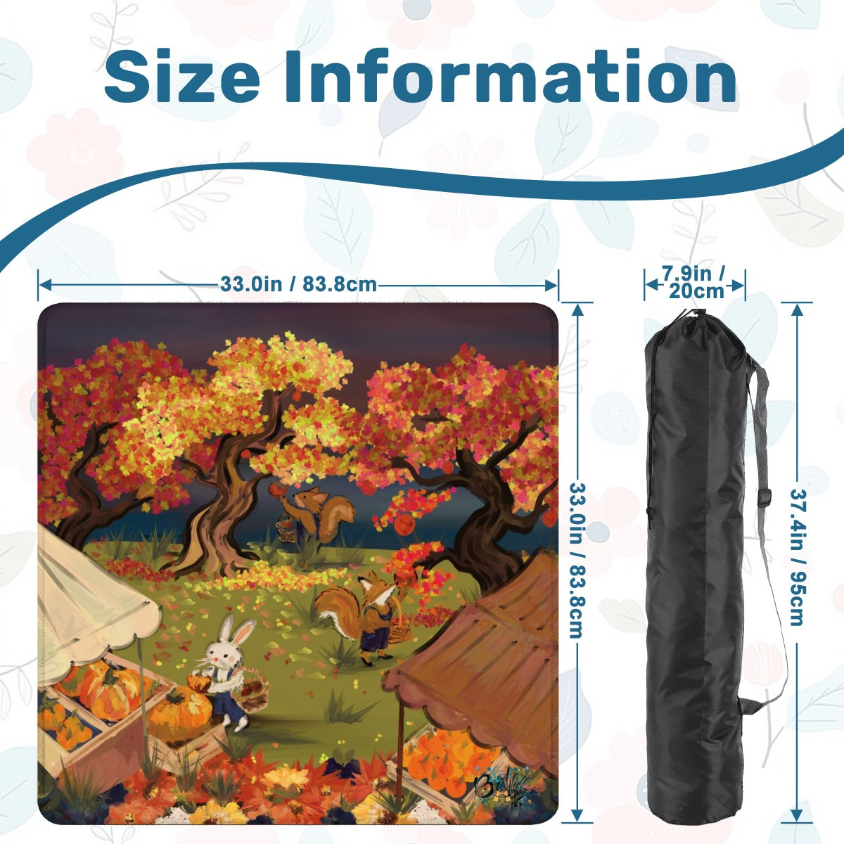 Apple pickin’ - Mahjong Mat soft/smooth 33"x33" (Ship Rolled up) - Special price Autumn Season Mat