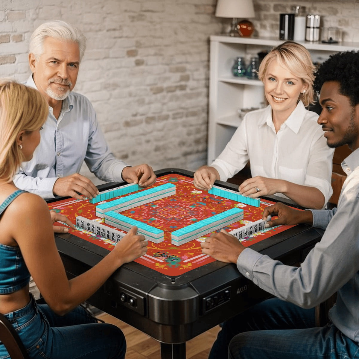 Mahjong Mat (Made in USA) Spring on Red w instructions