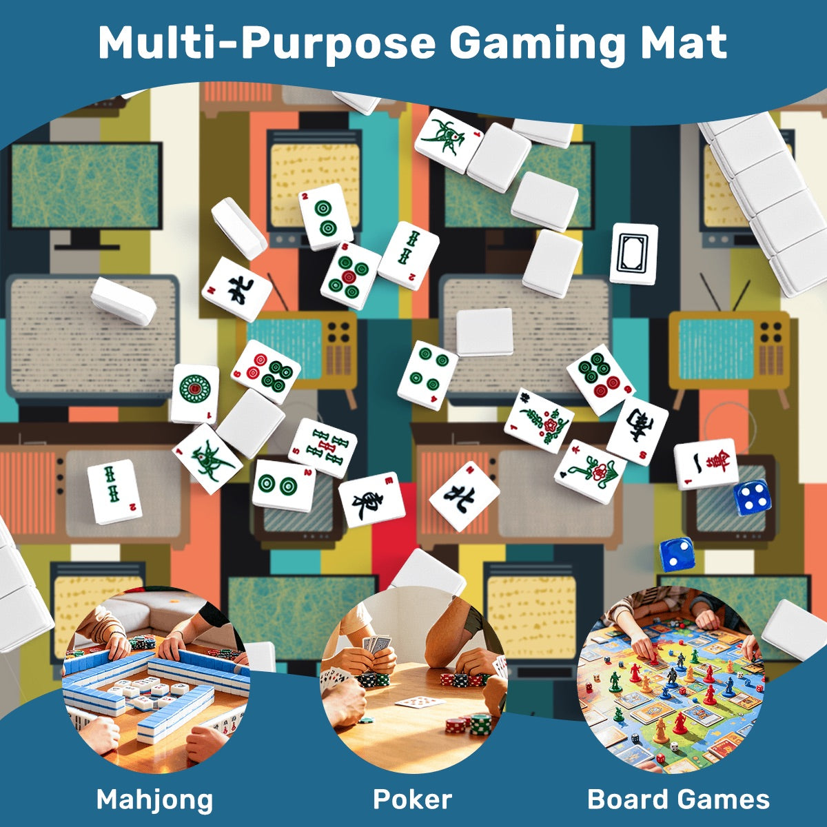 Mahjong Mat Sleek Surface Vintage Tv