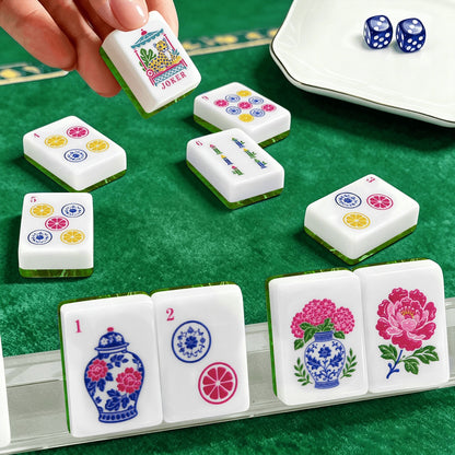American Mahjong Tiles (Traditional Porcelain Style) GeodeSeries1 green IMG9936