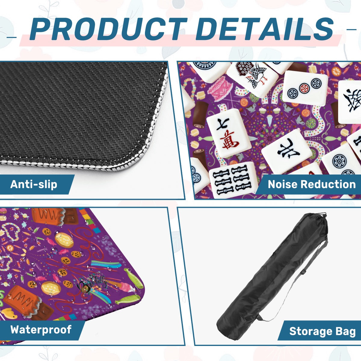 Candy is Dandy on Purple-Mahjong Mat 31.5"x31.5" (Ship Rolled up)