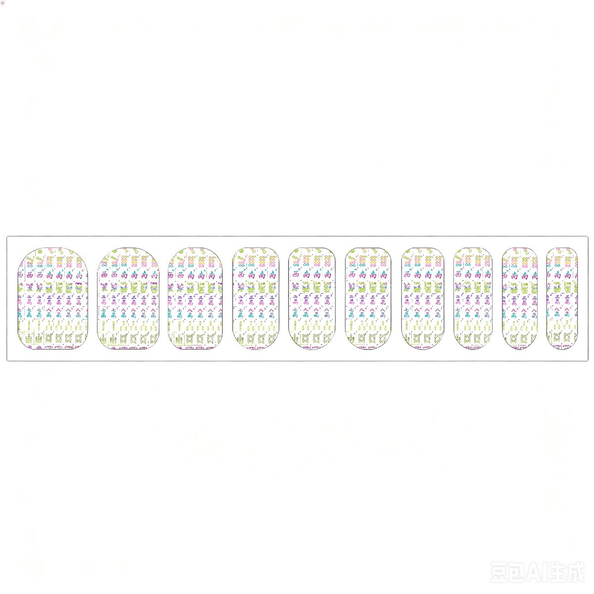 Traditional Transparent Mahjong Nail Stickers 100 Pcs