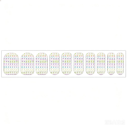 Traditional Transparent Mahjong Nail Stickers 100 Pcs