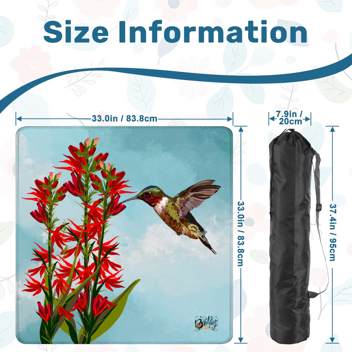 Mahjong Mat 33"x33" (Ship Rolled up) Hummingbird