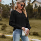 Swiss Dot V-Neck Long Sleeve Blouse