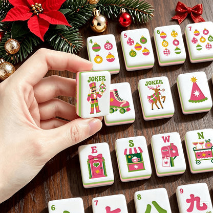 Preppy Pink Christmas Mahjong Tiles -Abstract back options