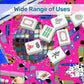 Mini Travel Mahjong Mat -Retro 88 in Hot Pink 20.9"x20.9" (Ship Rolled up)