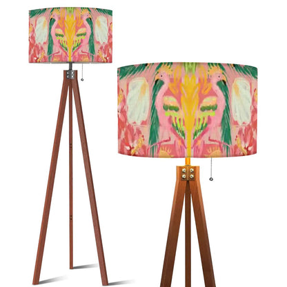 Tripod Floor Lamp (Made in USA)Birds and Pagodas