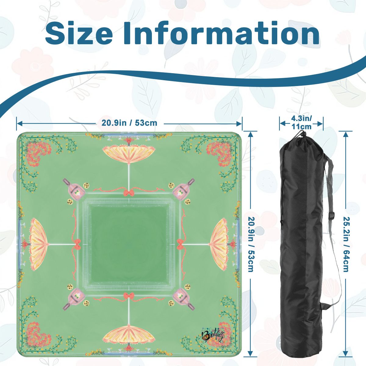 Pungs and paddles pastel Mini Travel Mahjong Mat 20.9"x20.9" (Ship Rolled up)