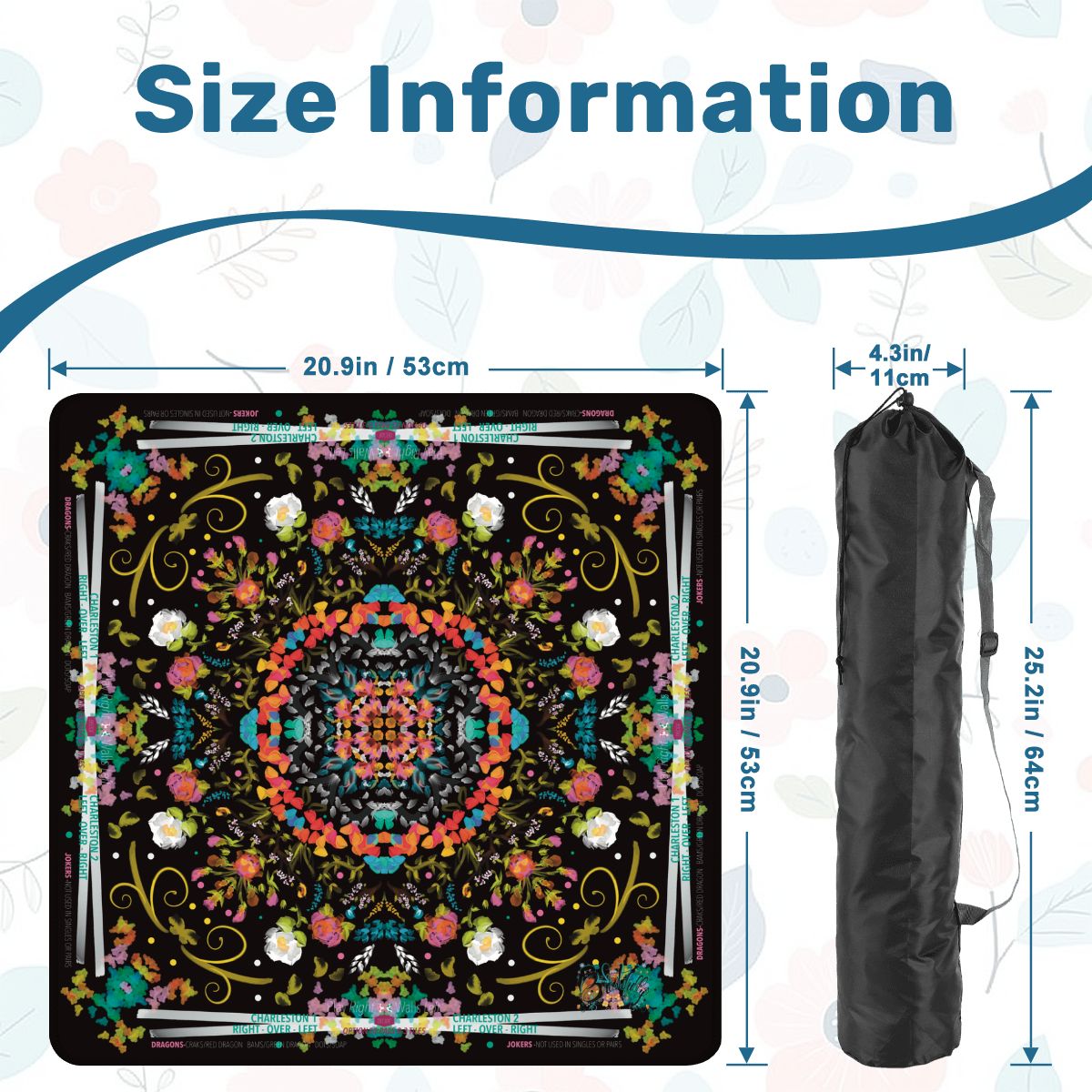 Spring on black - Mini Travel Mahjong Mat 20.9"x20.9" (Ship Rolled up)